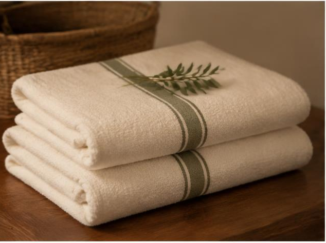 Neatly folded linen towels