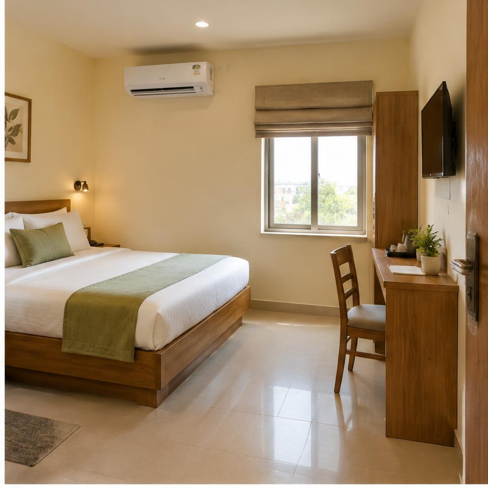 Wide view of the illustrative standard-ac room